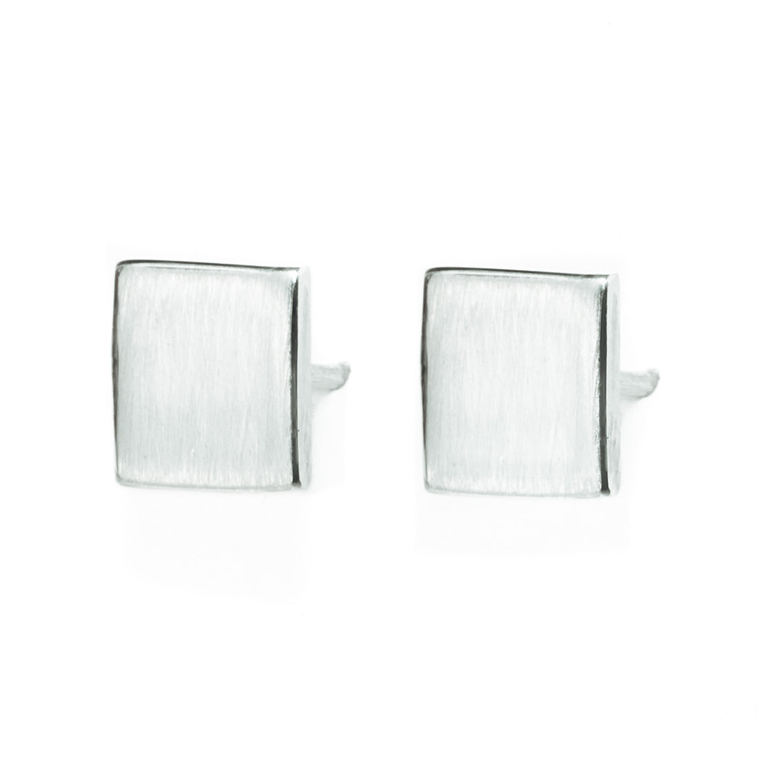 Bare Skin Square Stud Earrings (Brushed)
