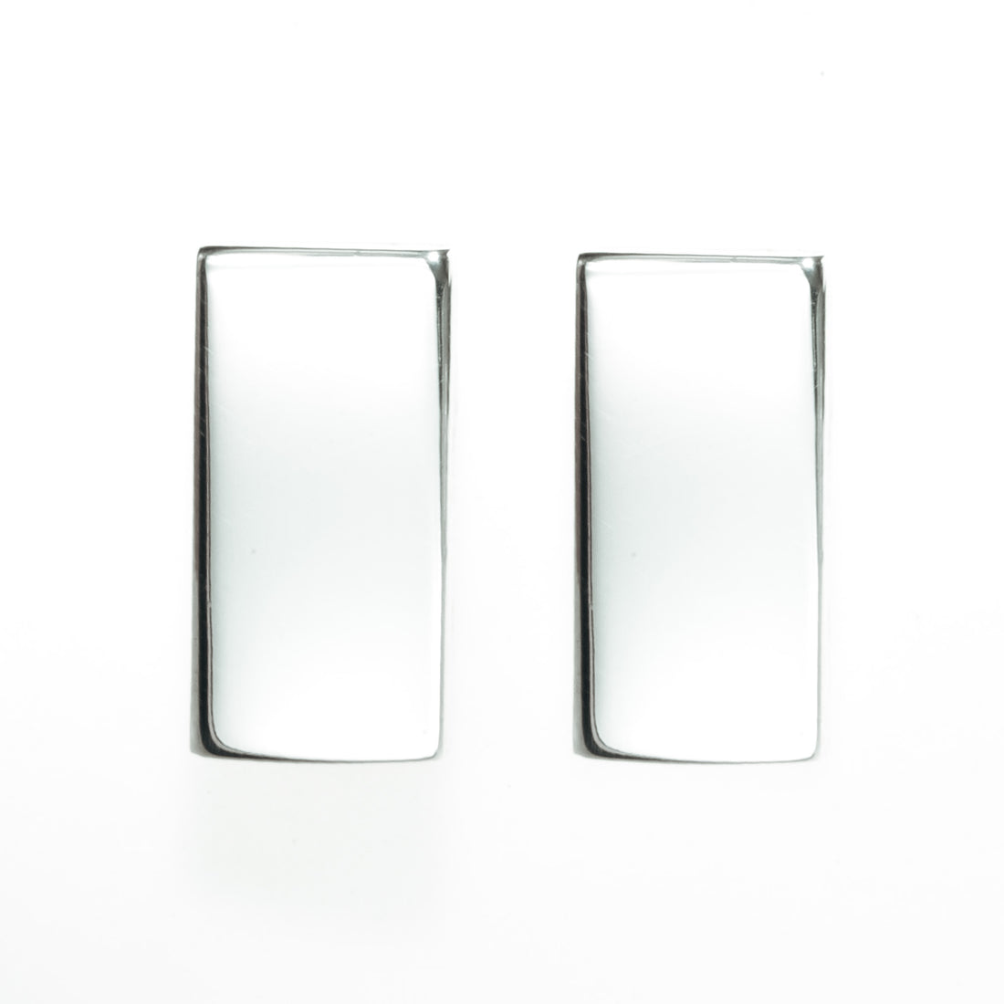 Bare Skin Rectangle Stud Earrings (Polished)