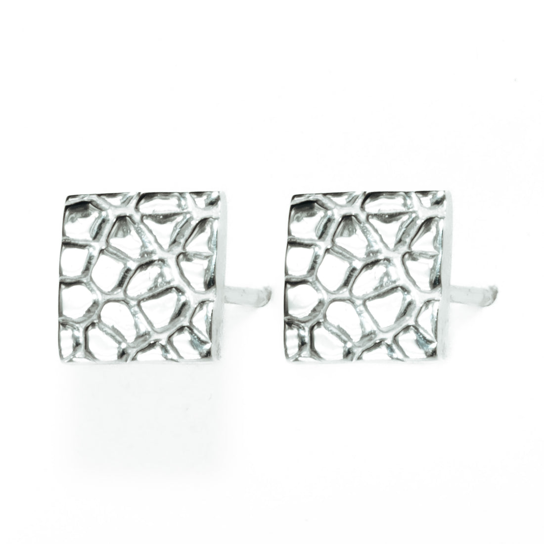 Calf Skin Square Stud Earrings