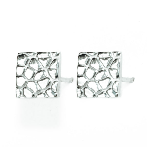 Calf Skin Square Stud Earrings