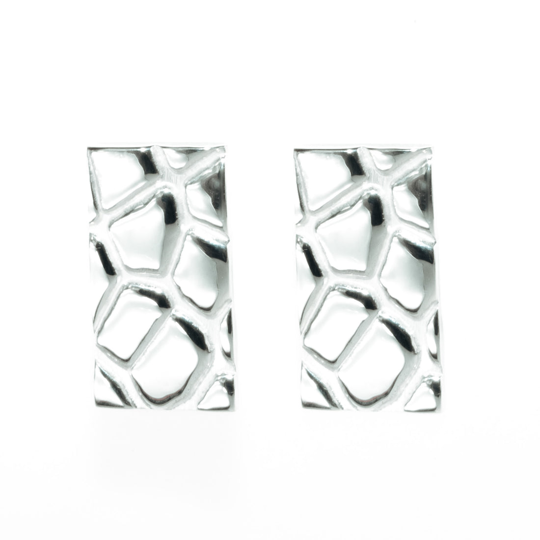 Crocodile Skin Rectangle Stud Earrings