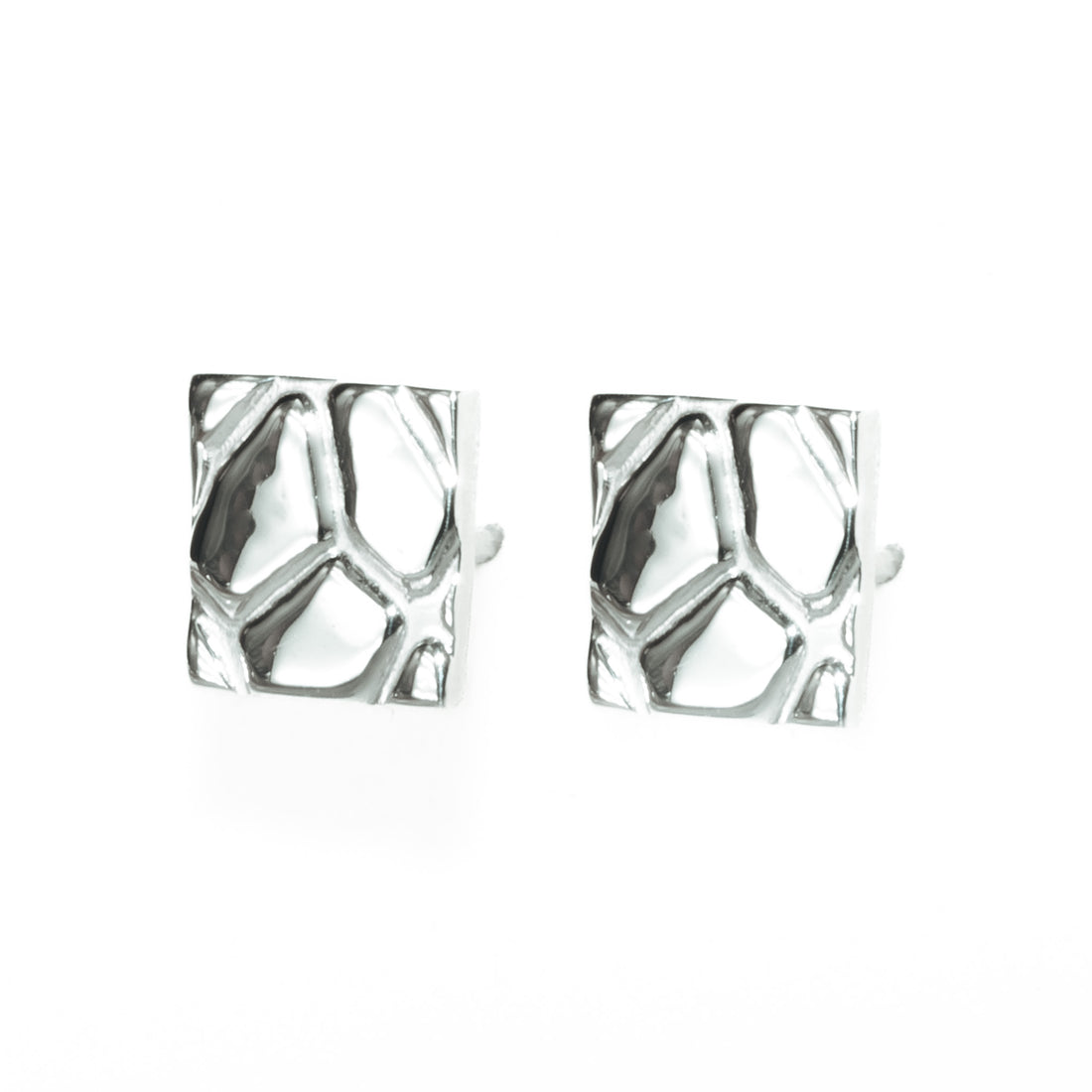 Crocodile Skin Square Stud Earrings
