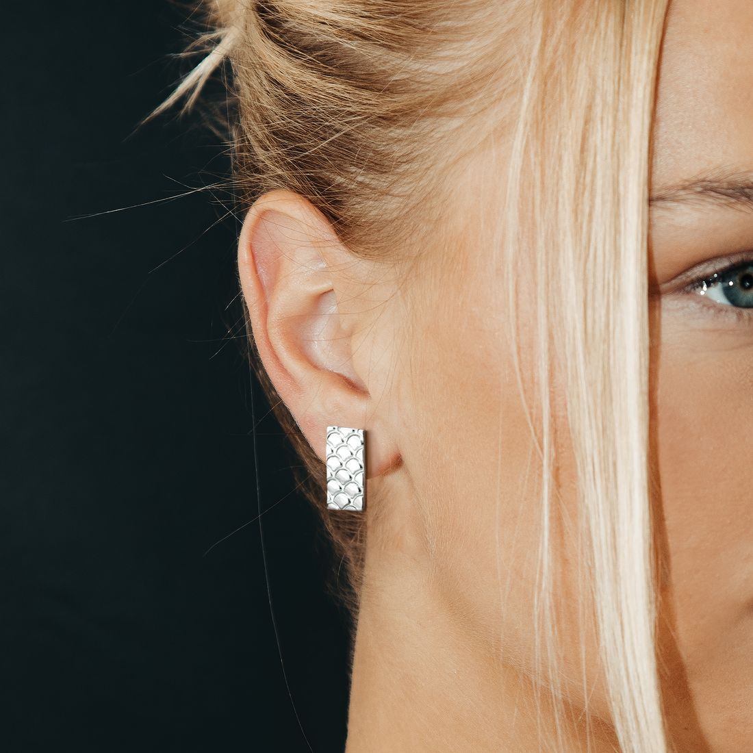 Snake Skin Rectangle Stud Earrings