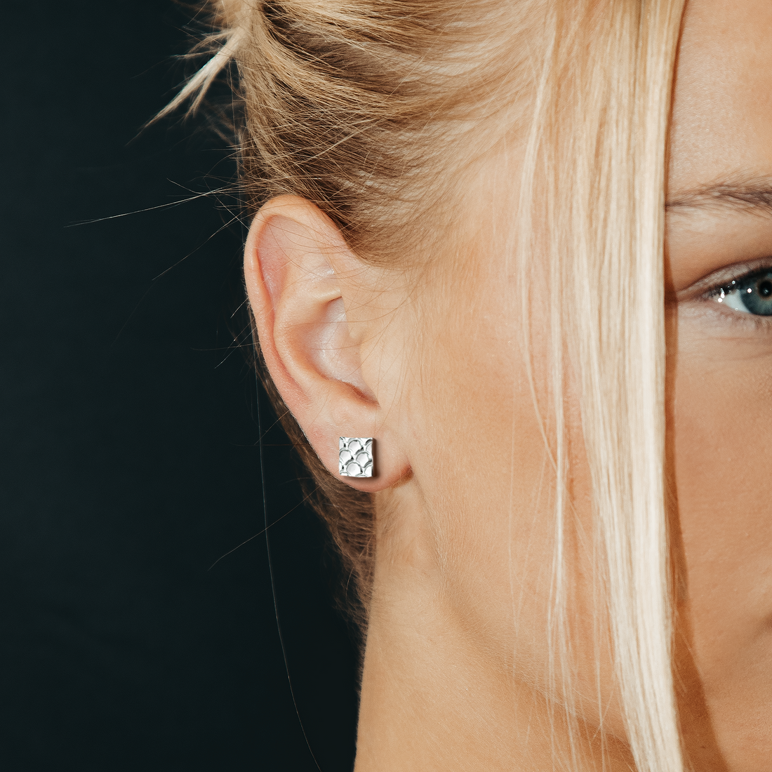 Snake Skin Square Stud Earrings